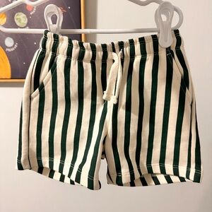 Zara Green and Cream Vertical Stripe Kids Shorts